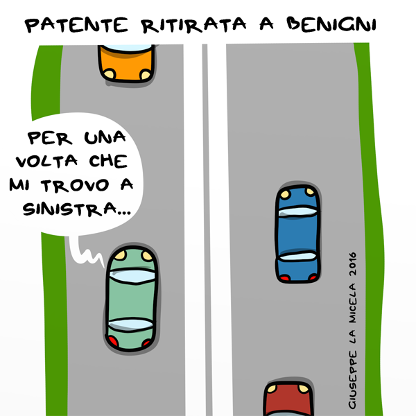 Patente ritirata a Benigni...